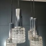 Glass and chrome chandelier by Massive Belgium