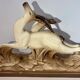 Ceramic deer and doe signed Lemanceau (1905-1980)