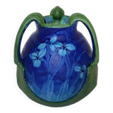 Vase en grès émaillé, à décor floral, signé e. lachenal – fin xixe