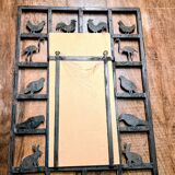 Miroir bois fer forgé animale