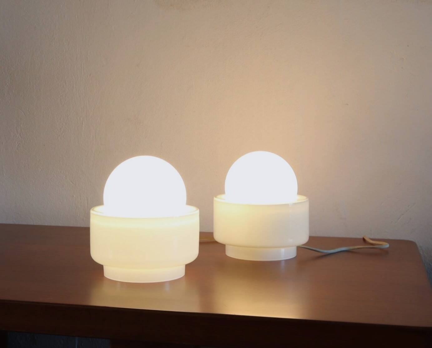 Paire de lampes de table en verre de Murano VISTOSI des années 1960
