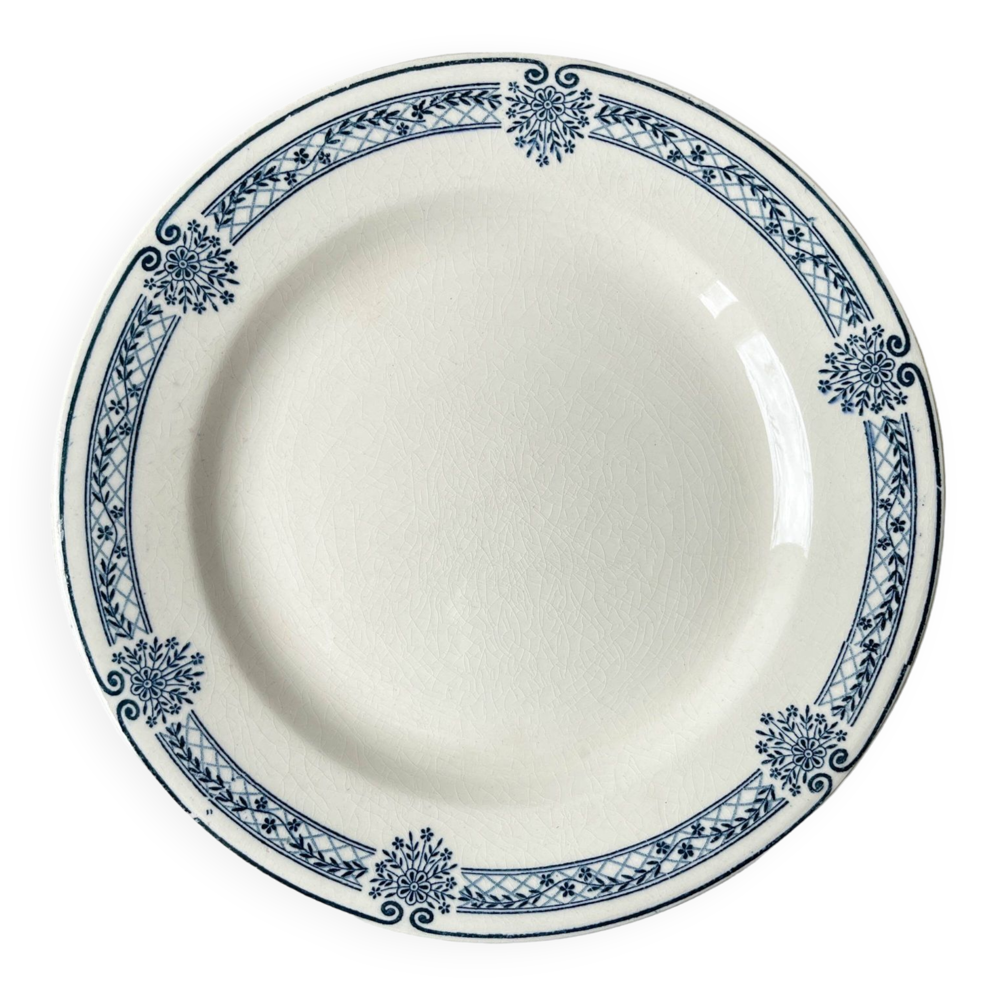 Vintage pedestal dish Blue iron earth Salins model Arbois Ennege