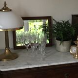 Six crystal champagne flutes