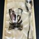 Coquetier and its silver metal spoon Christofle