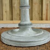 Wood lamp turned patinated gray green