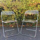 Pair of chairs Plia by Giancarlo Piretti edited by Anonima Castelli 1970