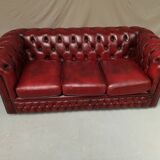Red leather chesterfield sofa