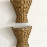 Pair of 60s rattan wall lights