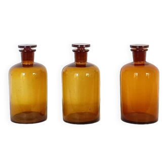 Set of 3 old pharmacy bottles