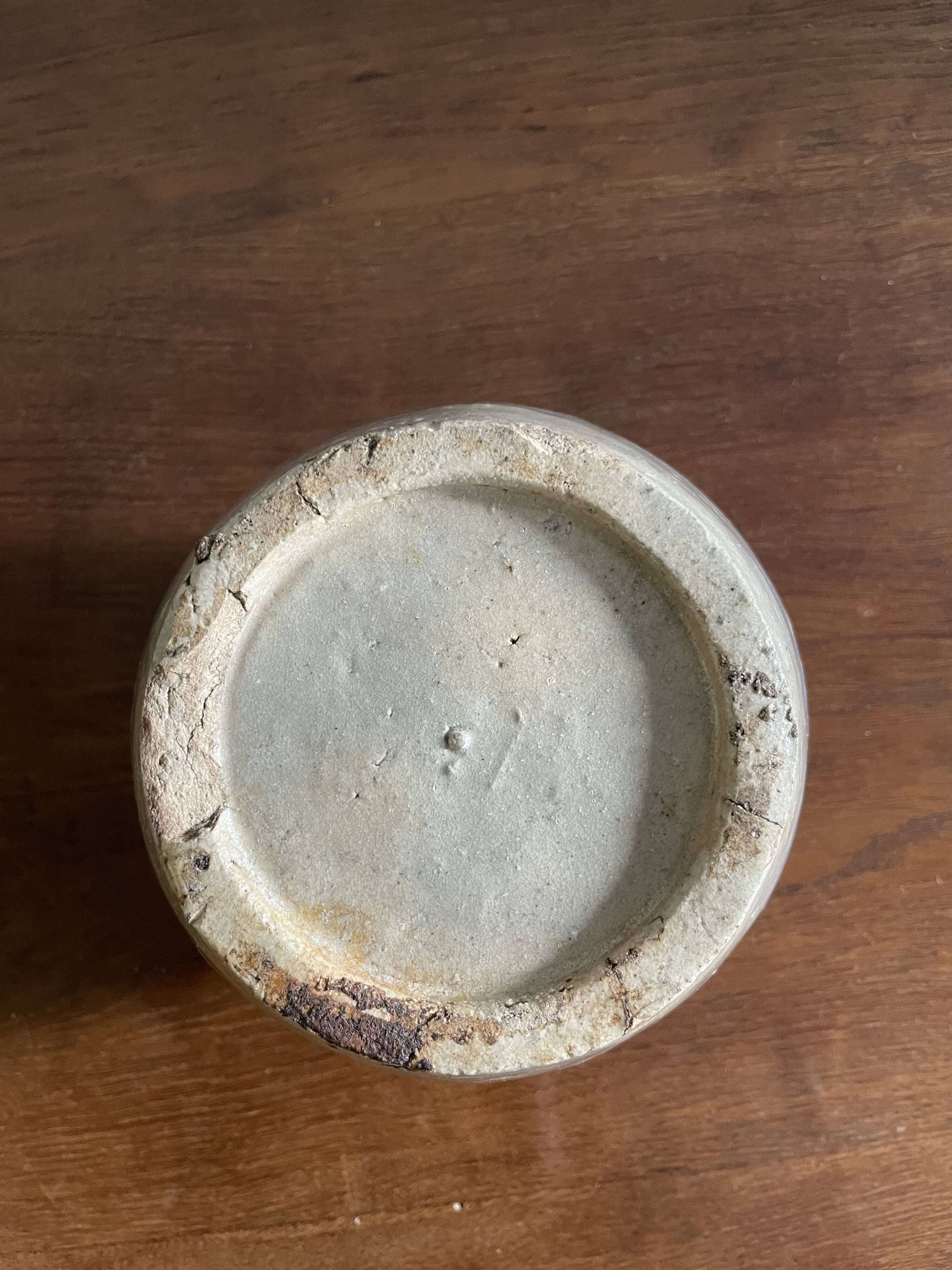 Gray, glazed stoneware ginger jar
