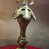 Antique art nouveau bronze lamp with glass shade in tiffany style 44x20