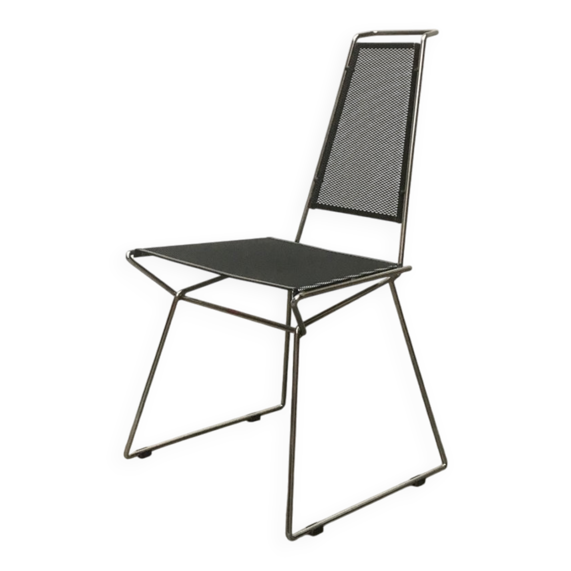 Postmodern vintage metal side chair by Rolf Rahmlow, 1980s