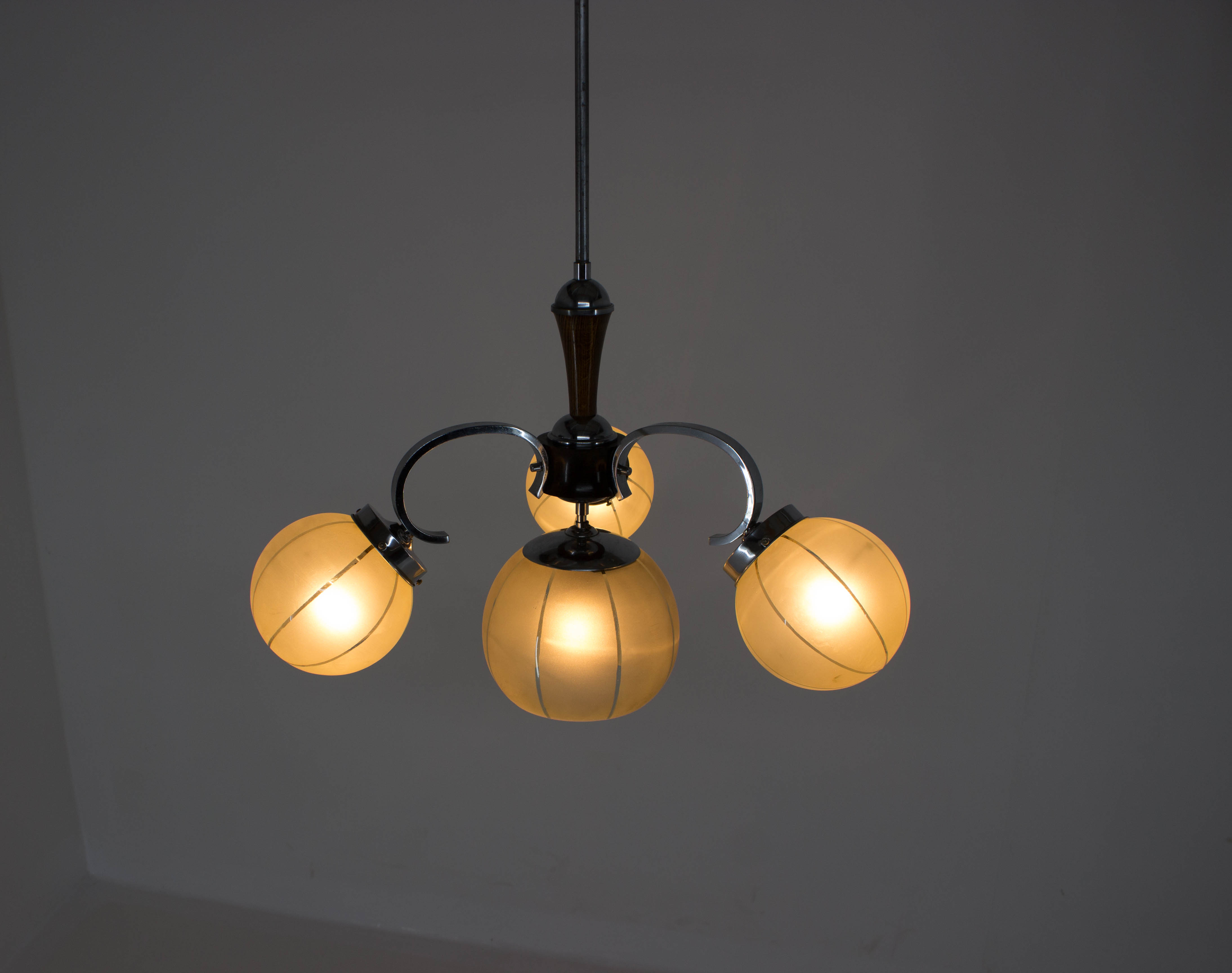 Chrome-plated Art Deco Chandelier, 1940s