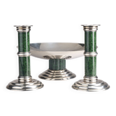 Puiforcat - pair of candlesticks and bowl