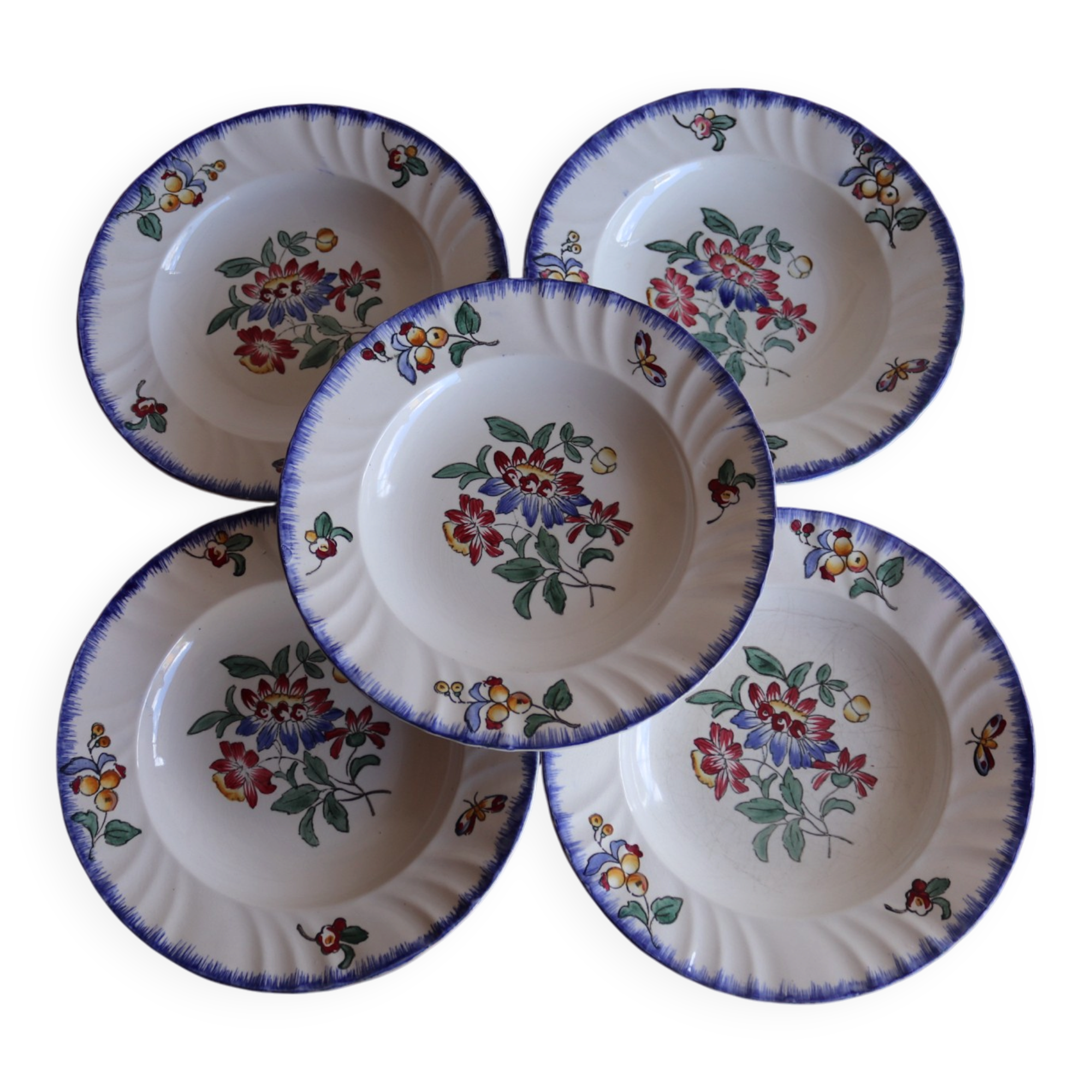Set of 5 Longwy plates model Spring