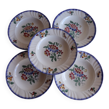 Set of 5 Longwy plates model Spring
