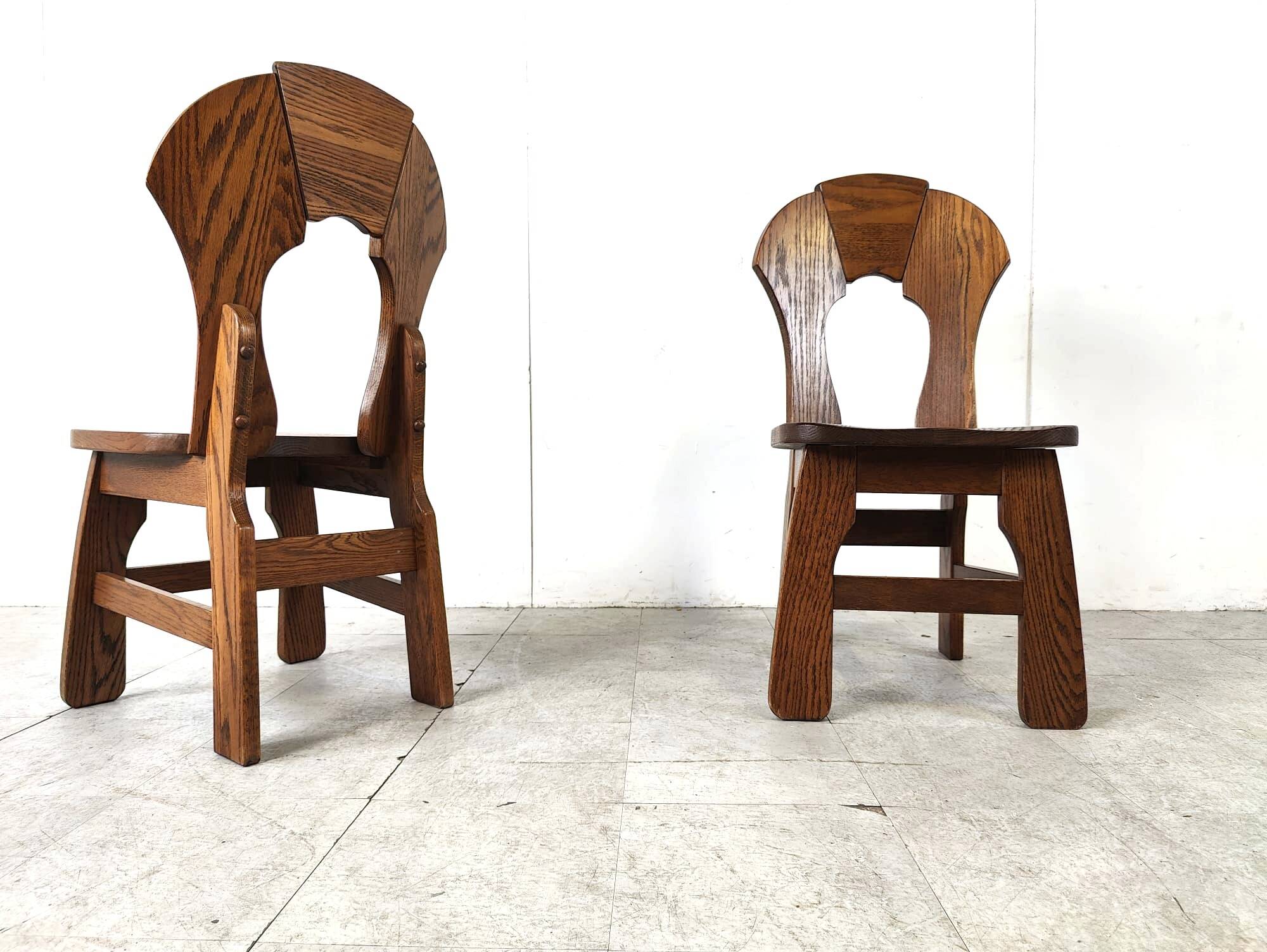 Vintage brutalist dining chairs, set of 6 - 1960s