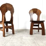 Vintage brutalist dining chairs, set of 6 - 1960s