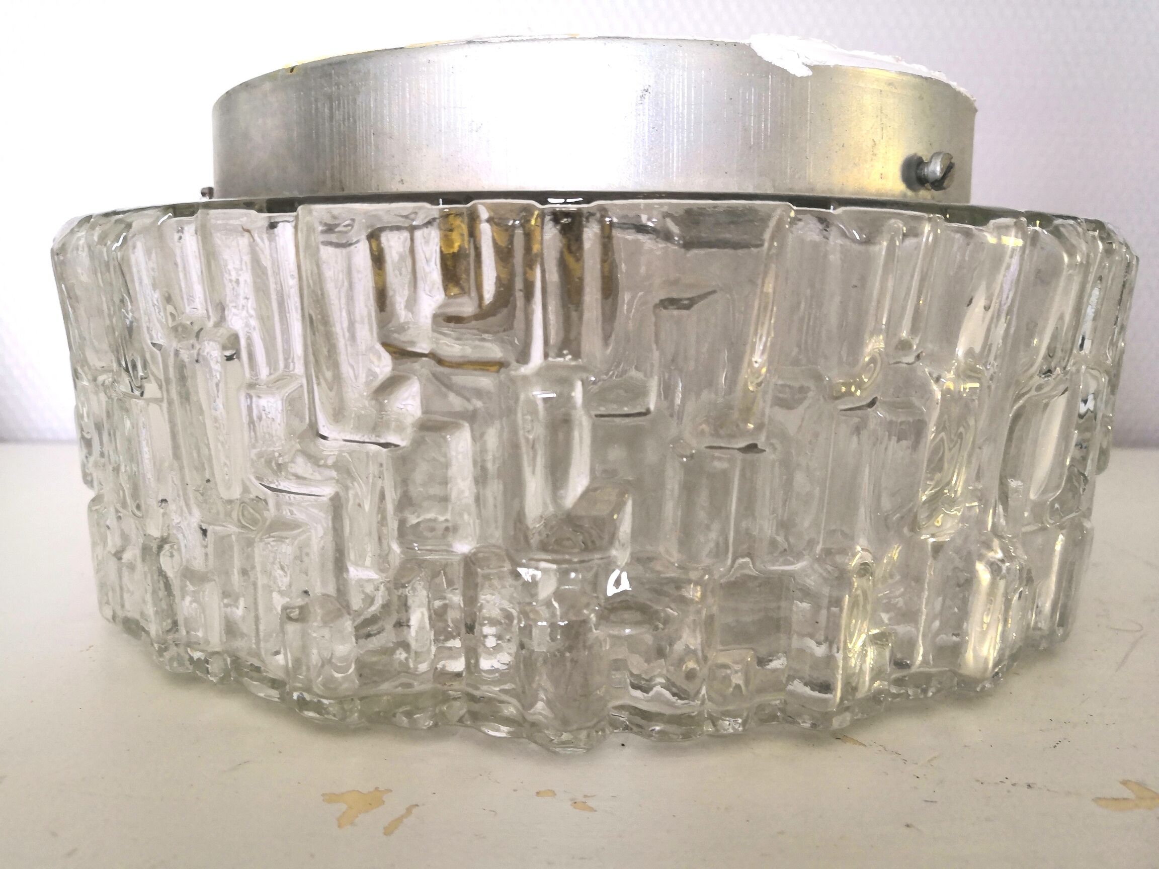 Ceiling lamp or vintage glass wall lamp work made in Italy design 70s