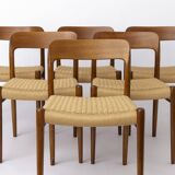 Set of 6 Niels Otto Møller Model 75 Chairs – Oak, 1950s, Refurbished