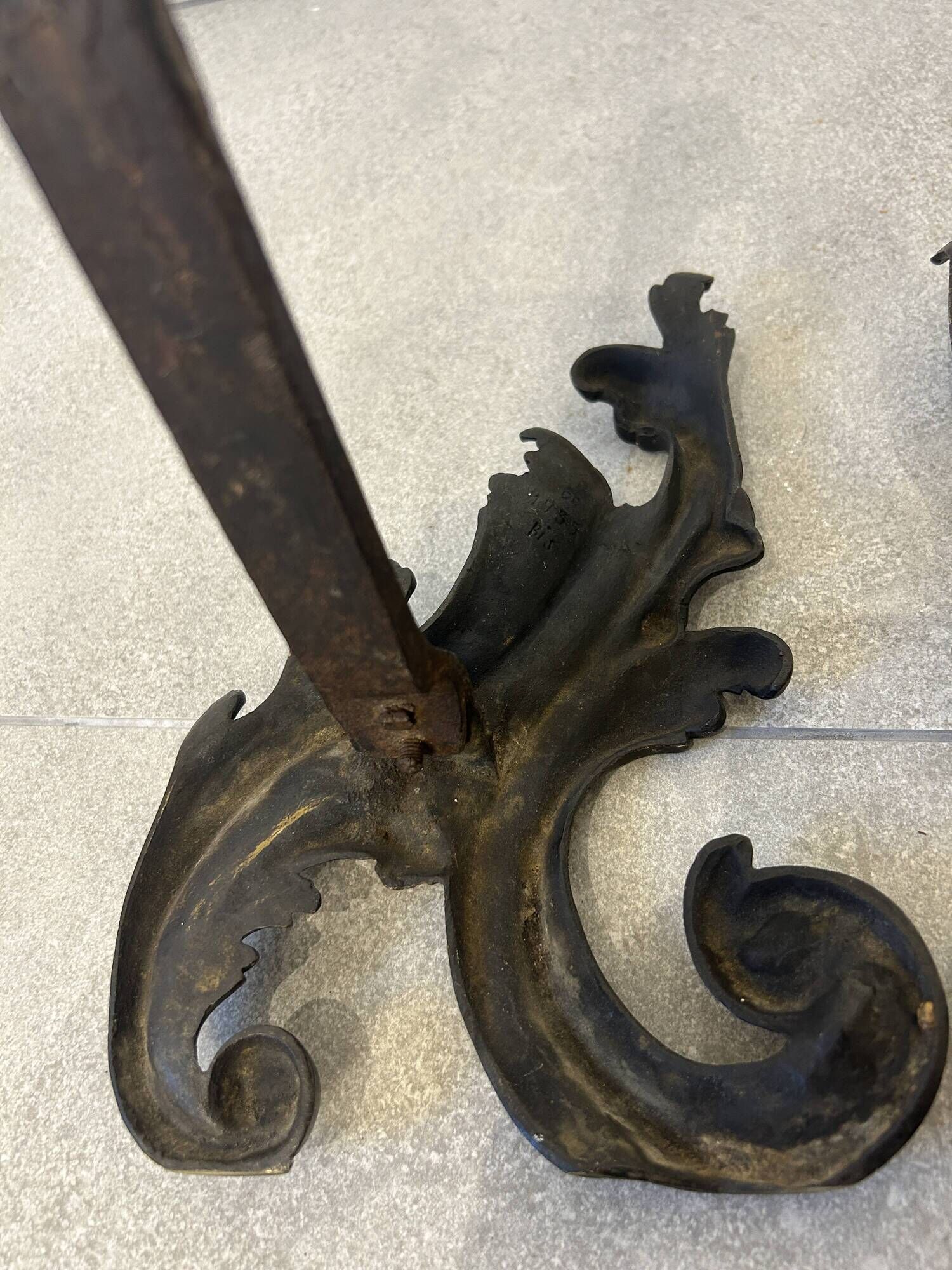 Beautiful pair of bronze andirons - 19th century