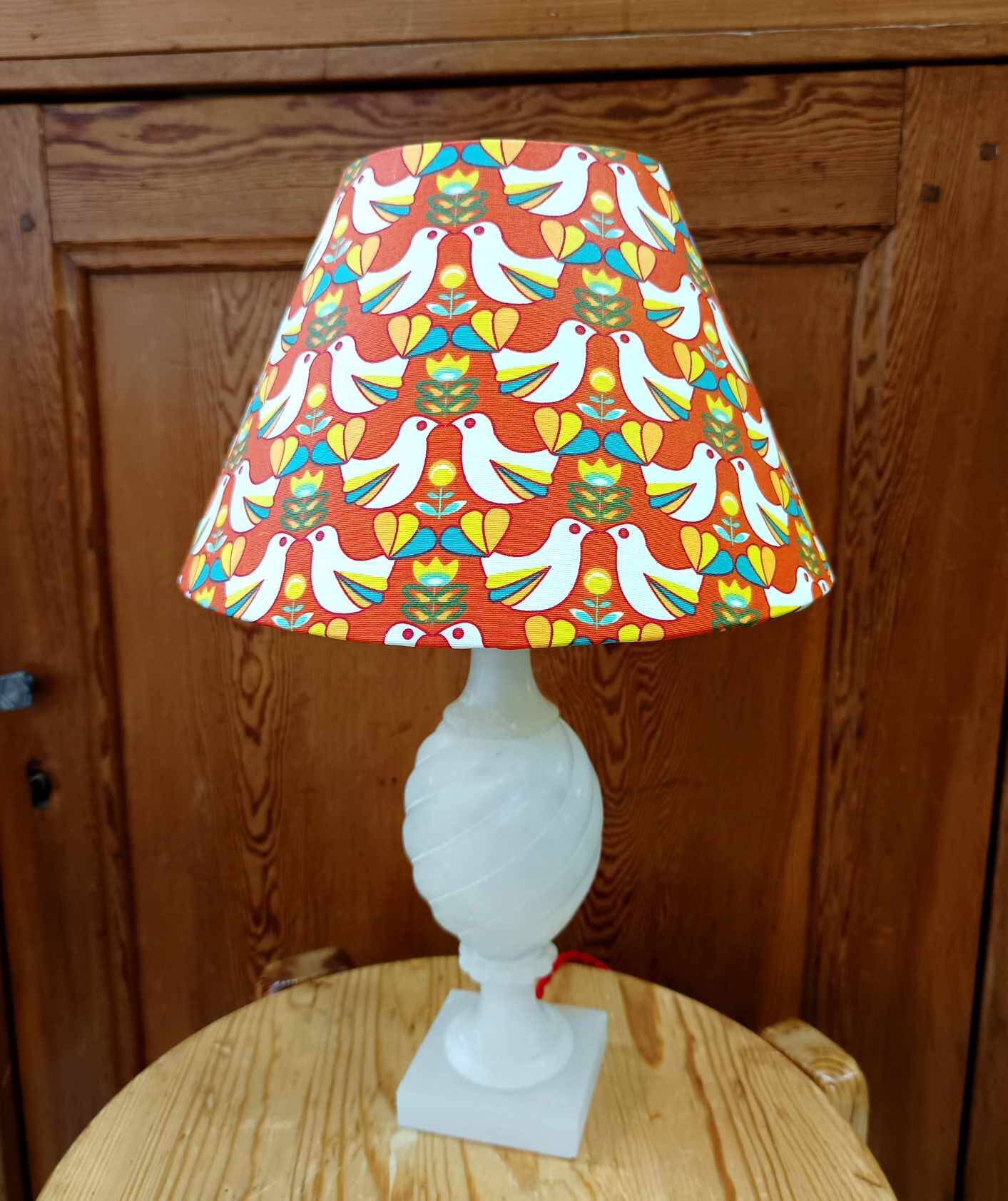 Vintage Alabaster Lamp and Bird Shade