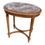 Gueridon ancien style louis xvi avec plateau marbre