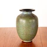Art Deco vase, in green glazed stoneware, Roger Guérin 1930.
