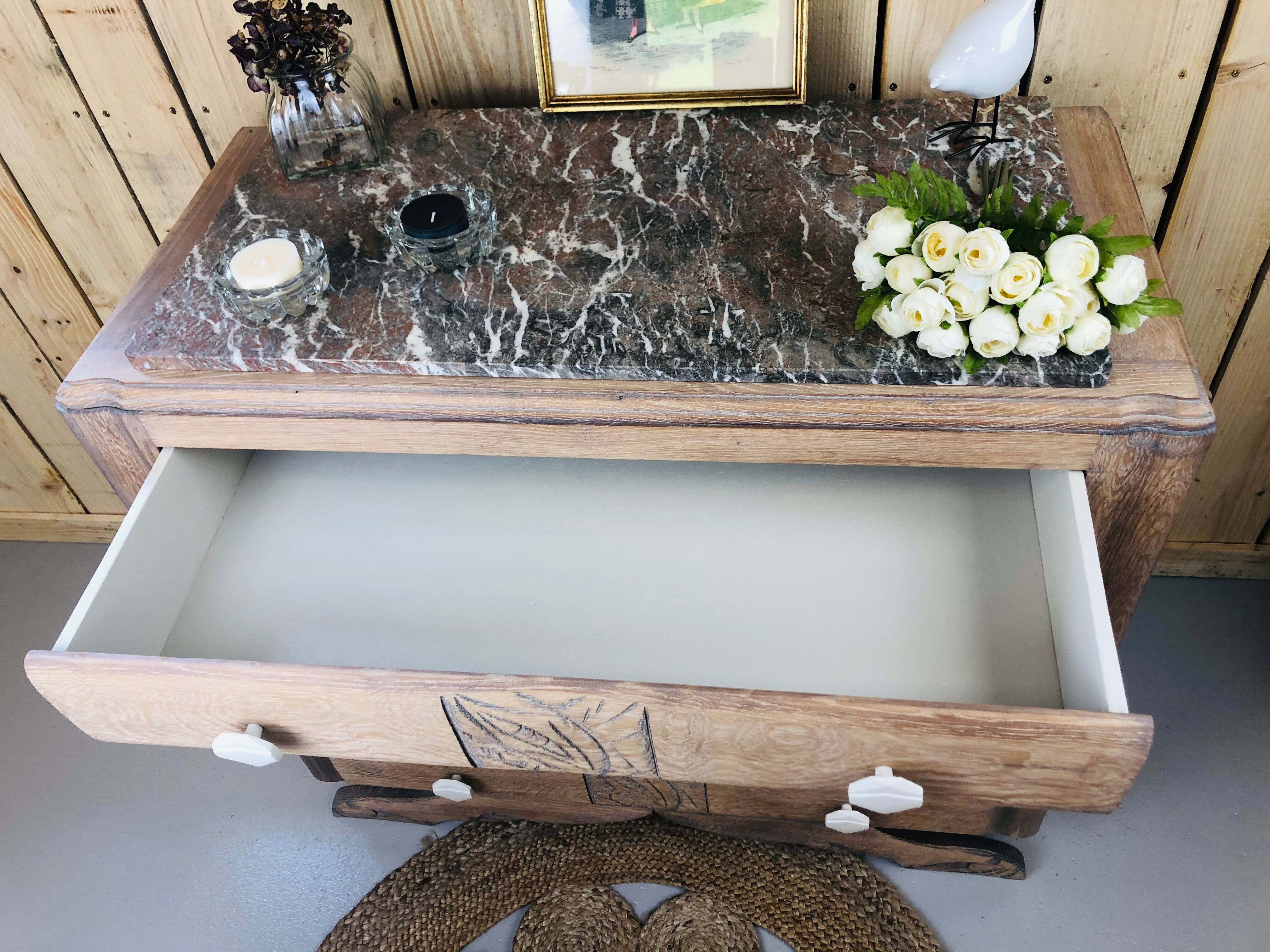 Art deco chest of drawers feet moustache restyled