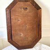 Vintage dark wood octagonal mirror