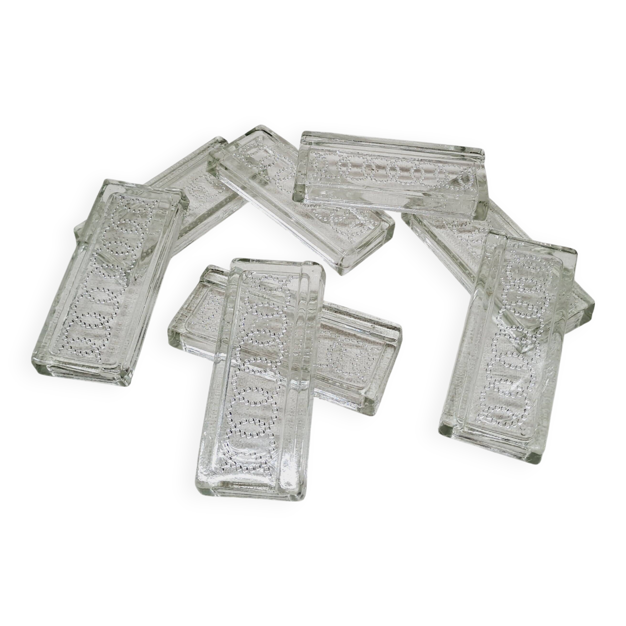 Set of 8 chiseled glass knife holders