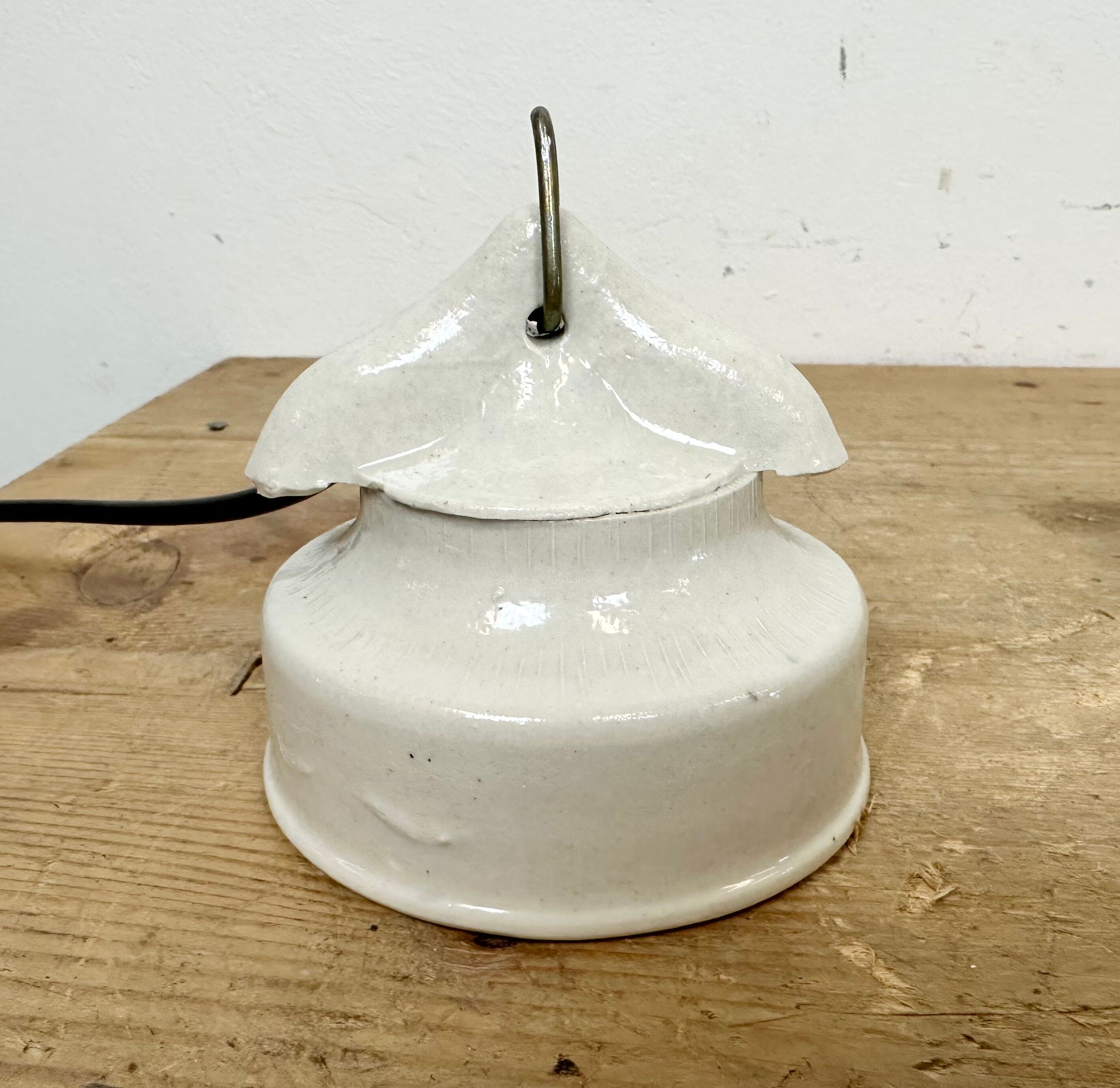 Vintage White Porcelain Pendant Light, 1970s