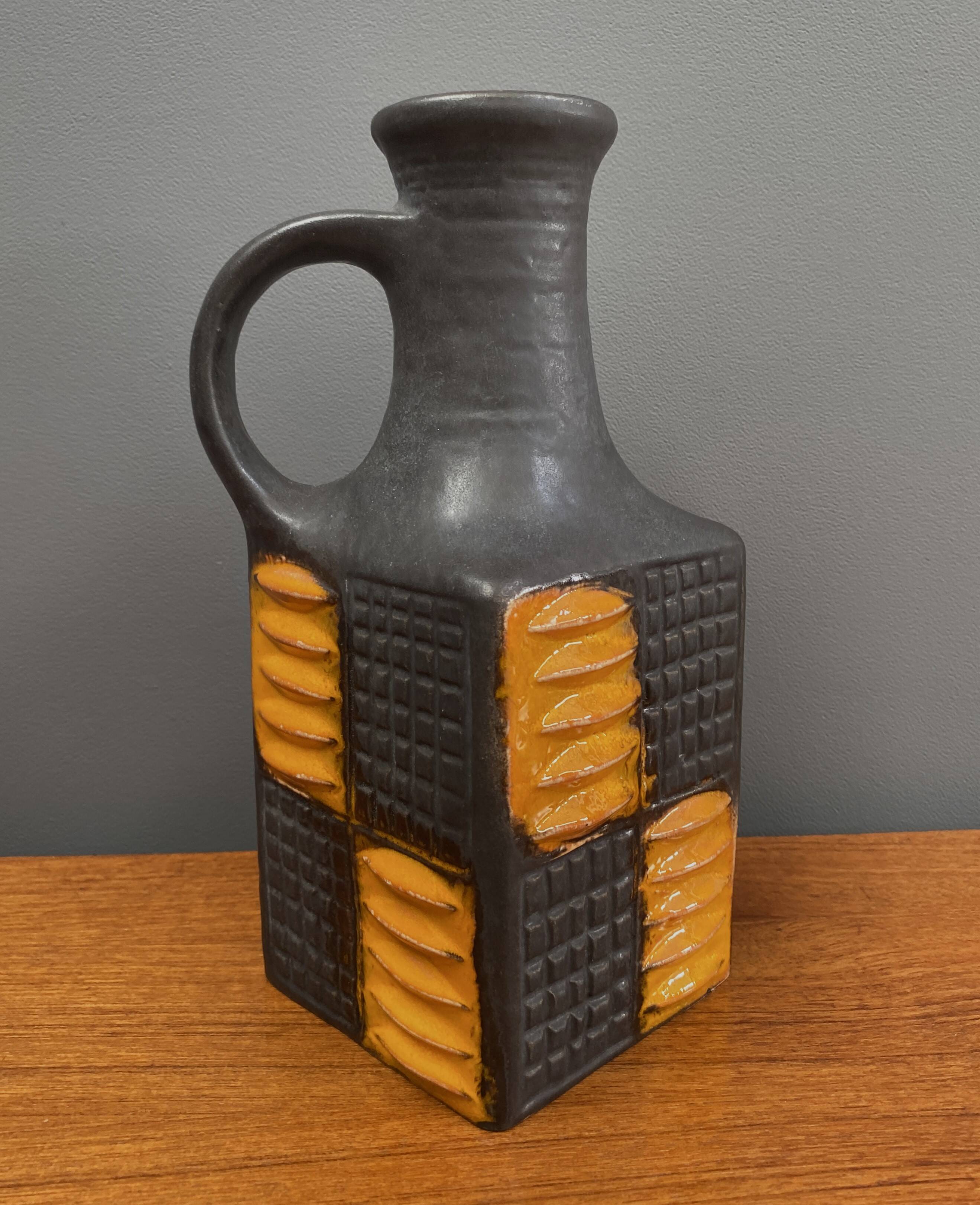 Brown and orange vase by Carstens model 7444-25  West Germany Pottery