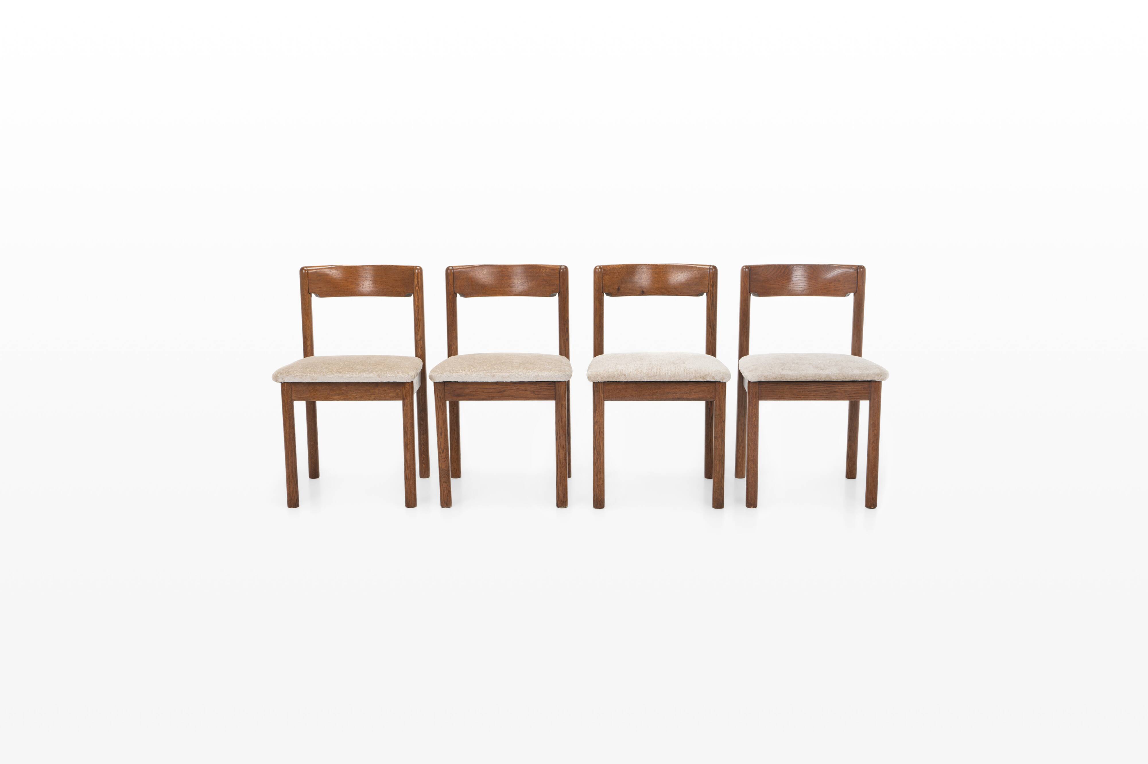 Set of 4 vintage dining chairs in stained oak
