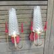 Pair of wall lights Vintage 1950s/60s glass/brass/red flames plastic