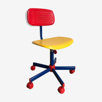 Wheeled office chair for children by ikea, "memphis style", 90s