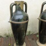 Ceramic vases brass frame art nouveau