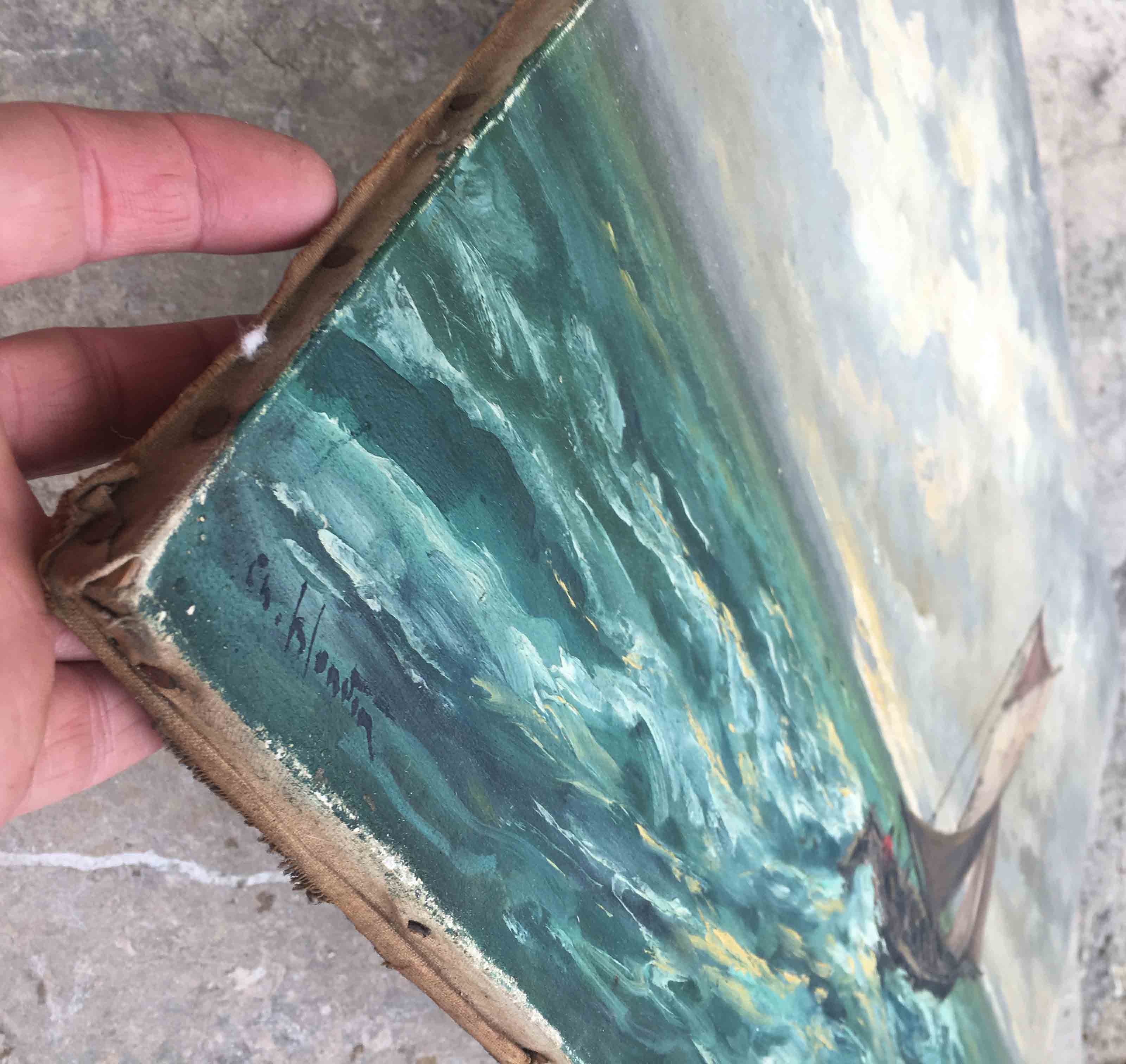 Painting sailing in rough seas Charles Blandin