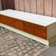 Large Scandinavian low sideboard 220x50cm solid teak & white TV unit 196