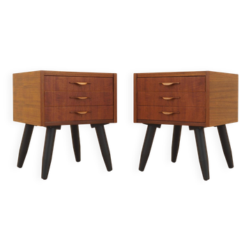 Danish teak bedside chests of drawers, 1960s