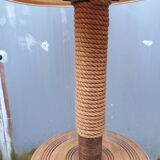 Turned wood and rope floor lamp in the Charles Dudouyt style
