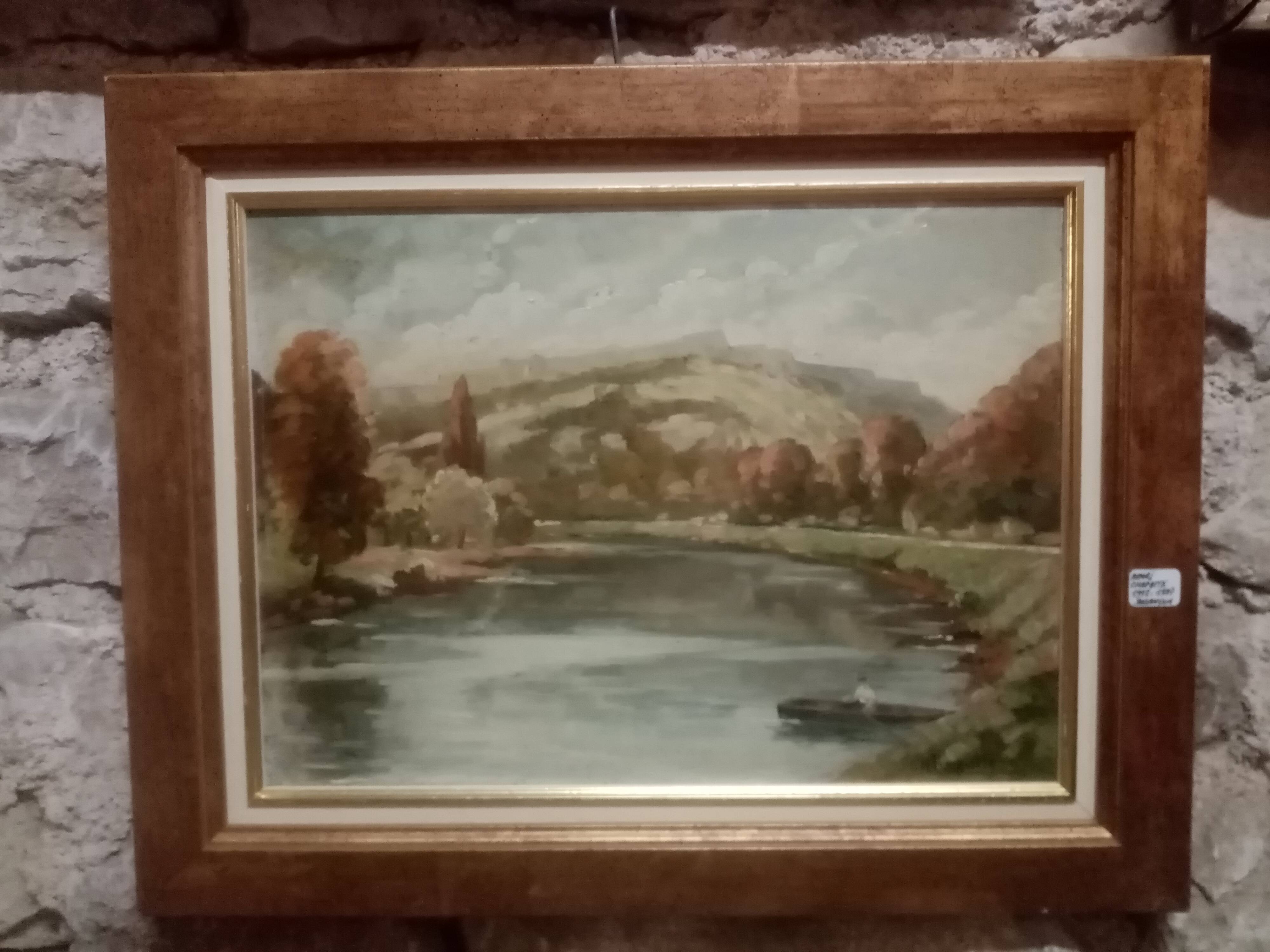 Old oil painting on cardboard citadel of besancon signed henri chapatte