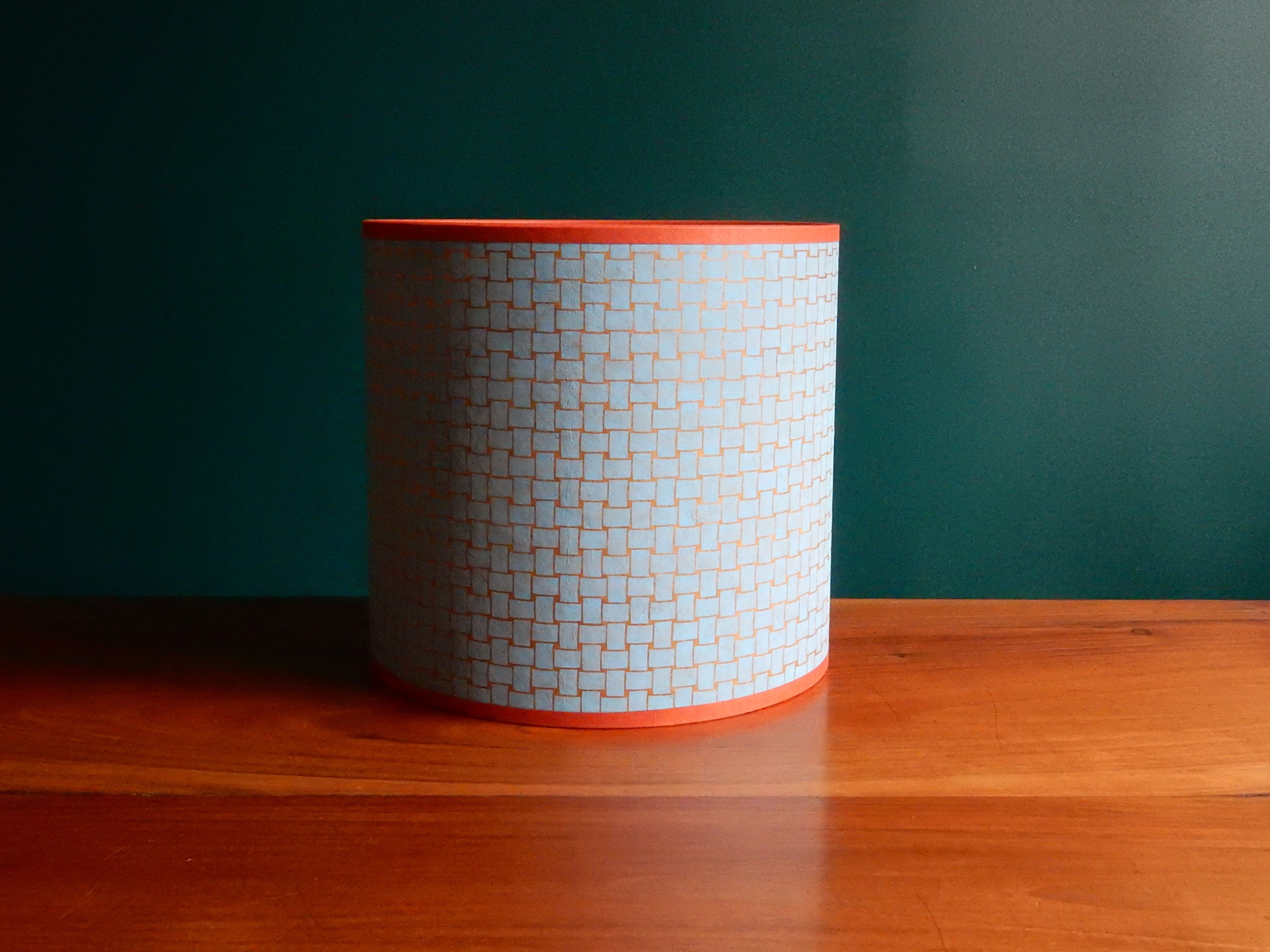 Nepalese blue and orange paper lampshade