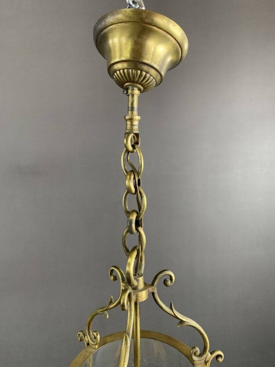 20th century brass and glass lantern pendant light