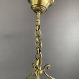 Suspension lanterne en laiton et verre xxe siècle