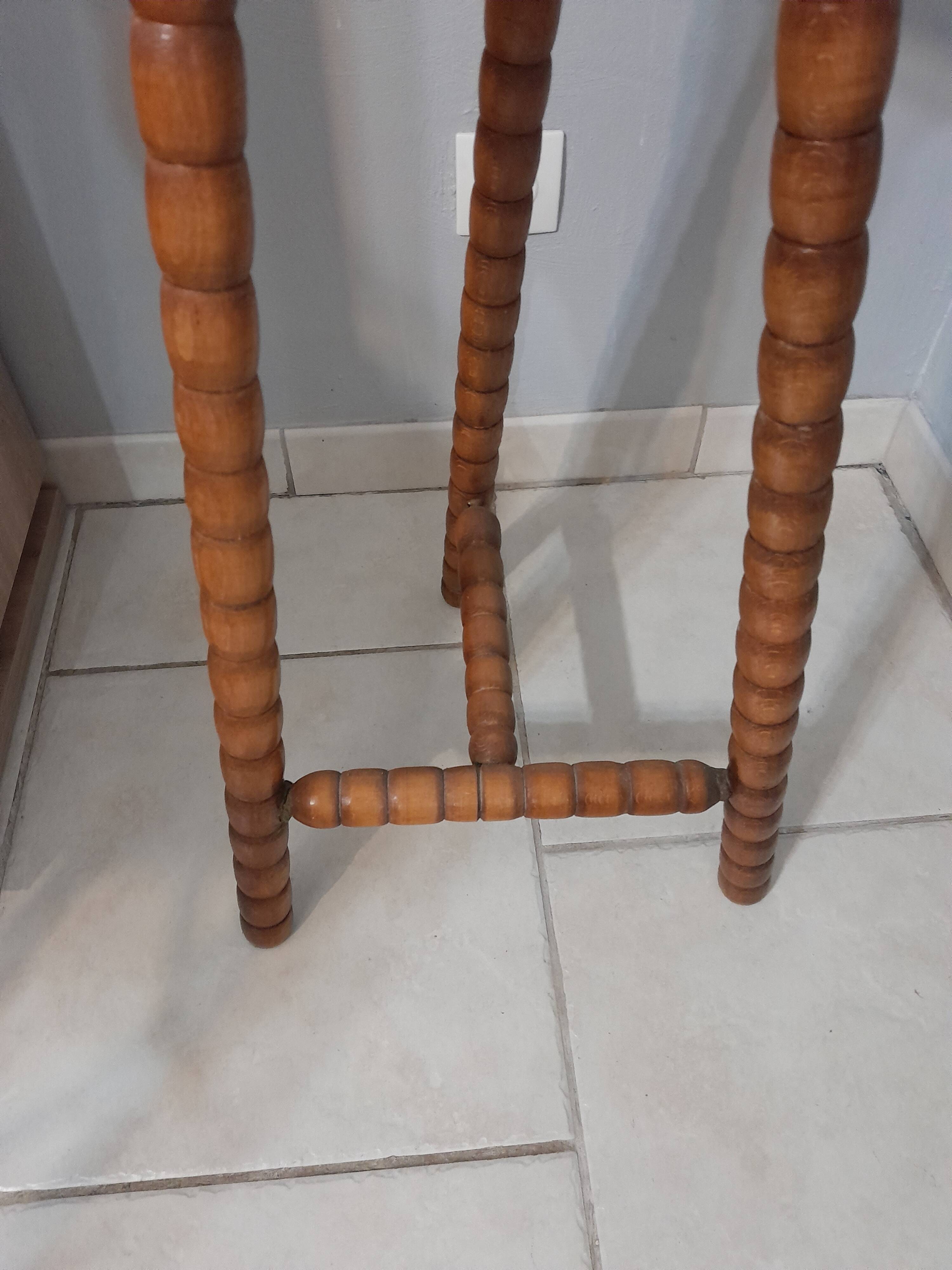 Pedestal table turned wooden stool vintage 50s