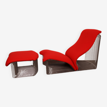 Chaise longue & pouf 'Pantonova' ou modèle 125T par Verner Panton pour Fritz Hansen - Danemark- 1970's