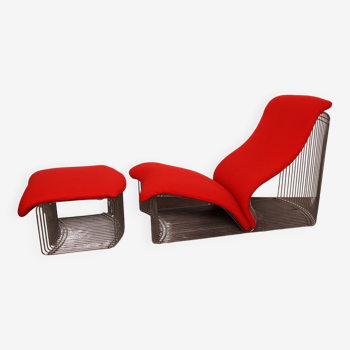 Lounge chair & ottoman 'Pantonova' or model 125T by Verner Panton for Fritz Hansen - Denmark- 1970's