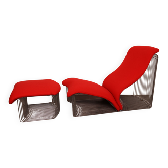 Lounge chair & ottoman 'Pantonova' or model 125T by Verner Panton for Fritz Hansen - Denmark- 1970's