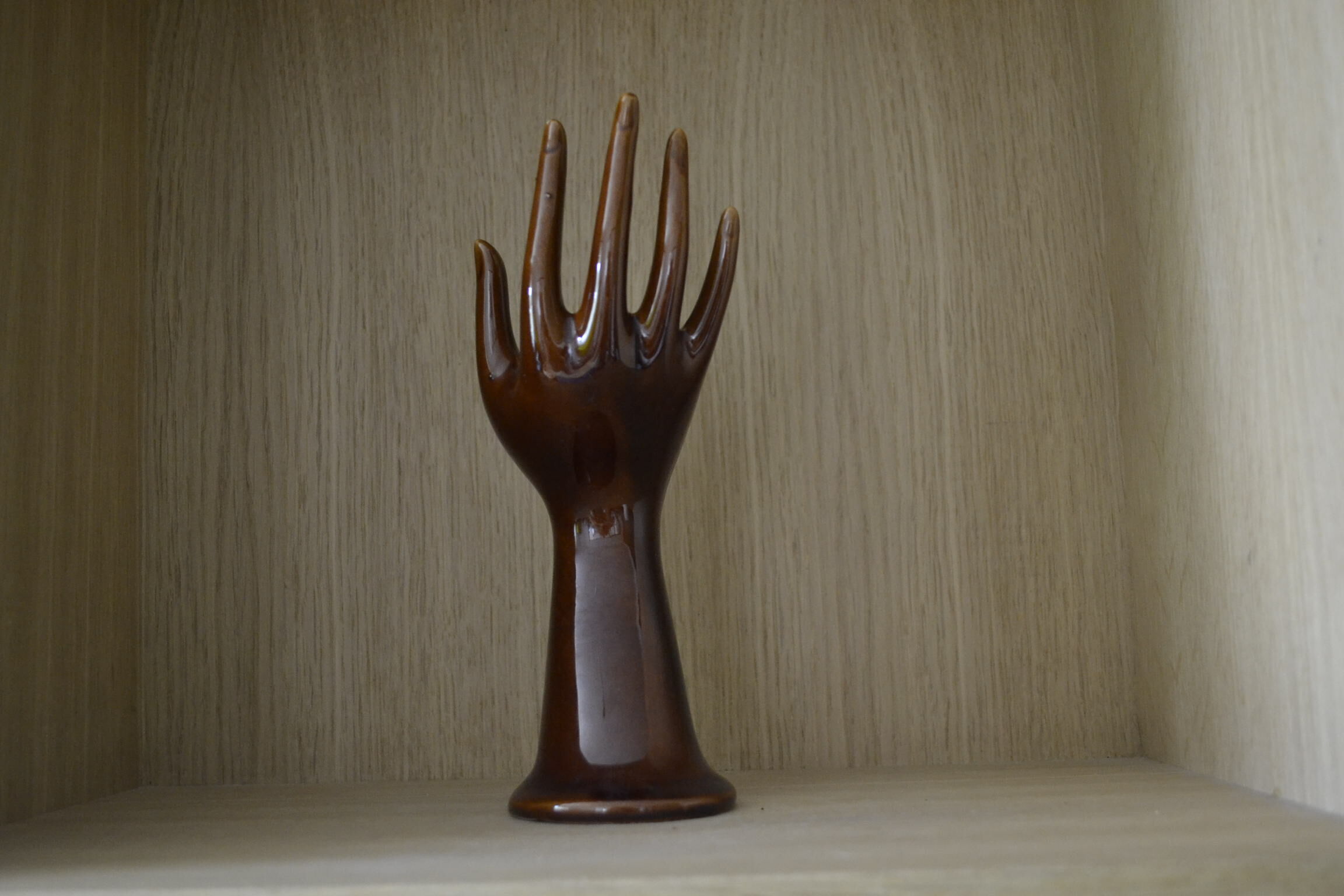 Brown and green baguier hand